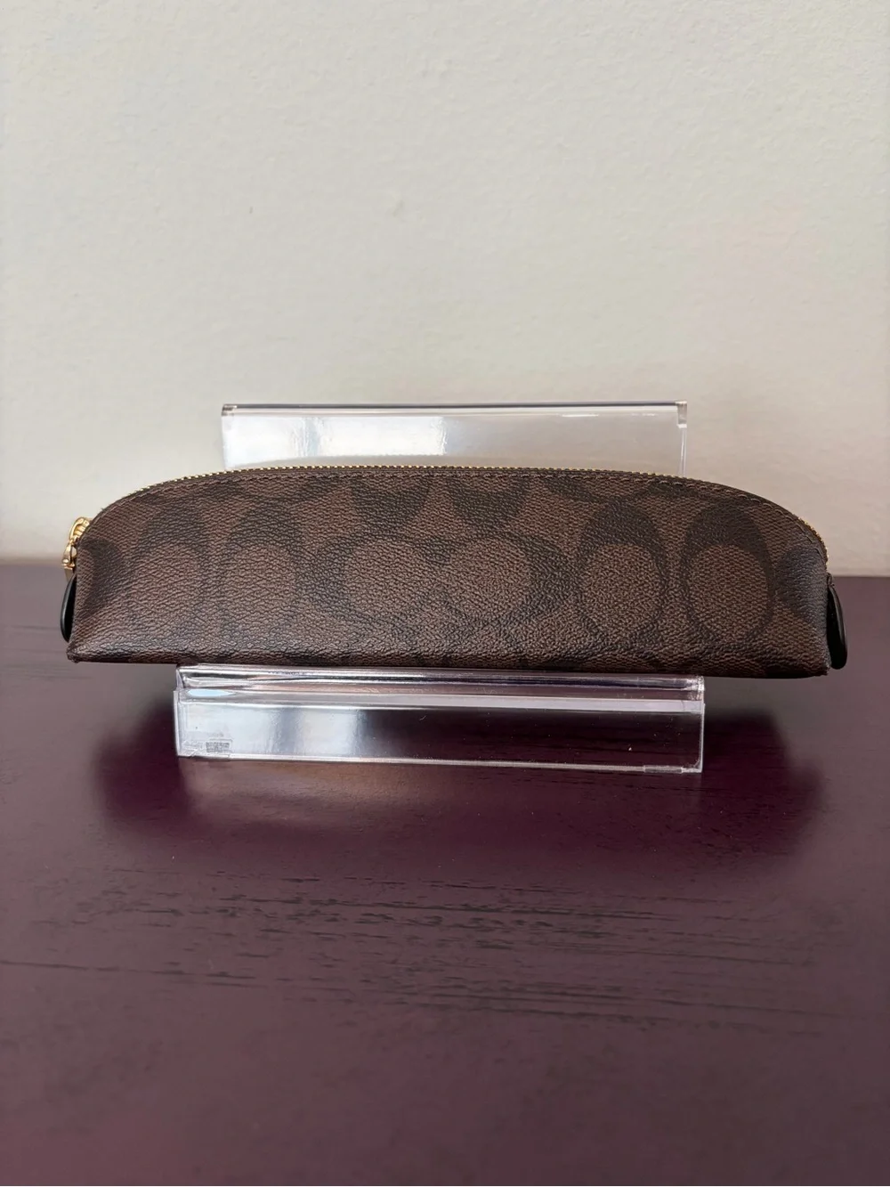 COACH Brown Signature Canvas Pencil Case